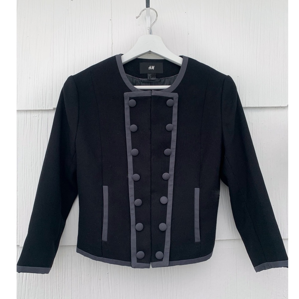 H&M Short Military Style Blazer Size 8 Black